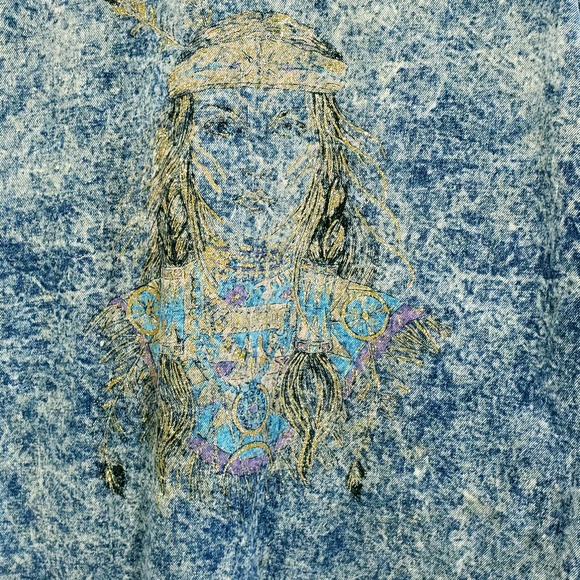 Vtg  Acid Wash Denim Jacket Womens Large Glitter Design First Concept Distressed - Picture 5 of 8